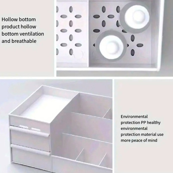 New - Large Capacity - Chic Vanity Organizer - Polished White - Picture 4 of 7